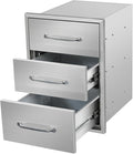 Outdoor Kitchen Drawers 15.7"Wx21.6"Hx17.7"D Flush Mount Access 3-Drawer BBQ by Unknown