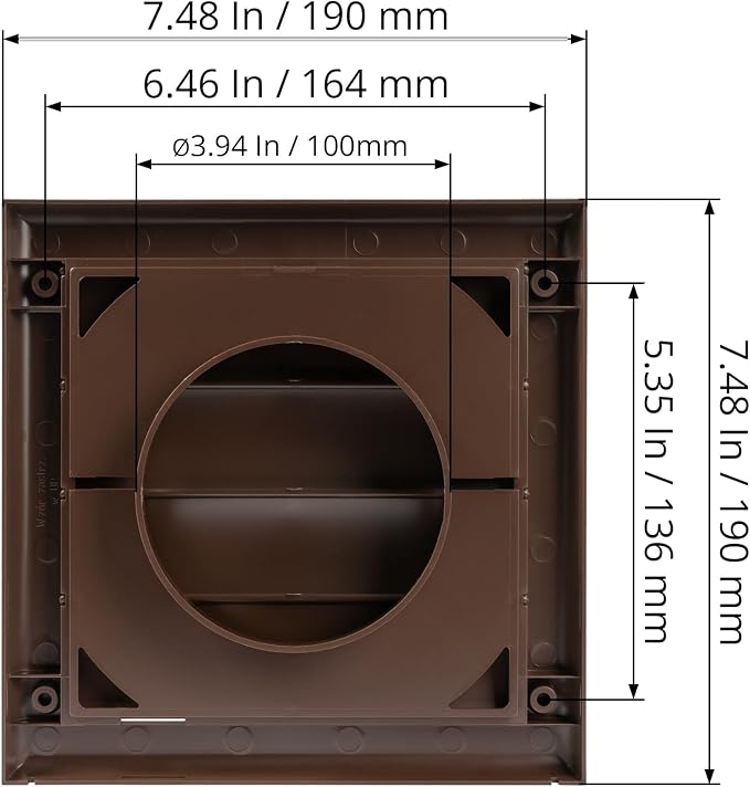 Plastic 4" Brown Dryer Vent Cover - Image 2