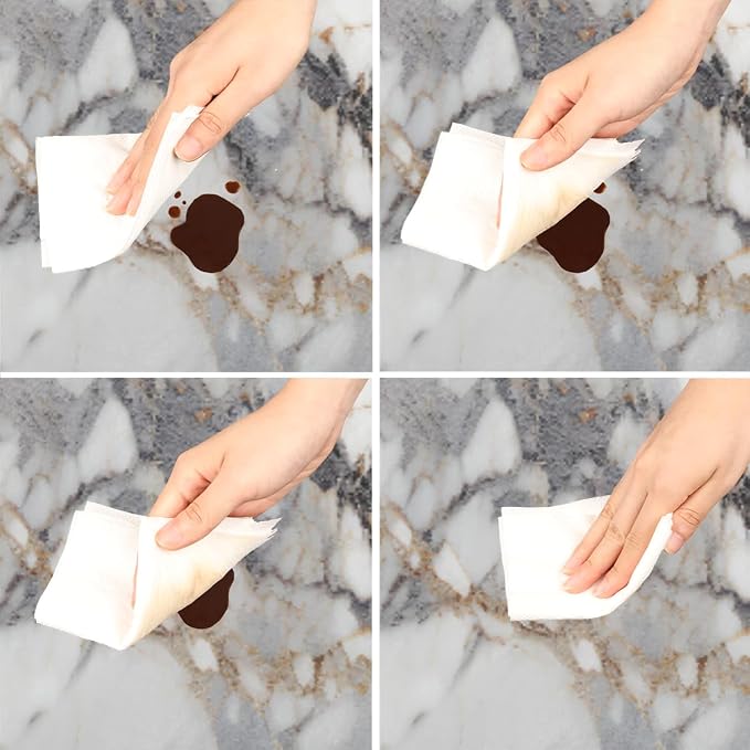 Natural Marble Texture Round Table Cloth Cover, Elastic Edge Waterproof - Image 4