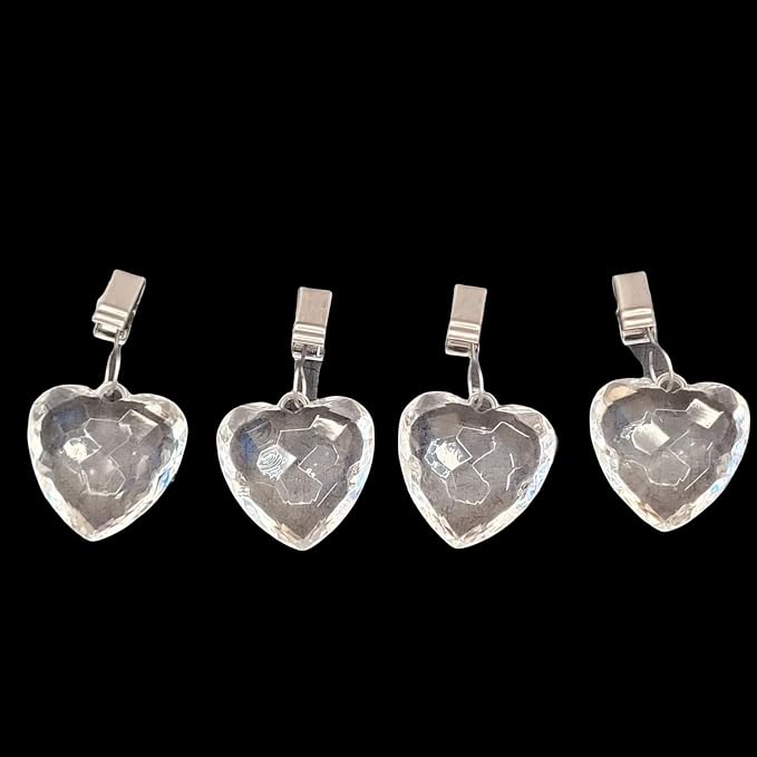 TwoFish Home Set of 4 Crystal Heart Tablecloth Clamps Crystal Heart Handicraft - Image 2