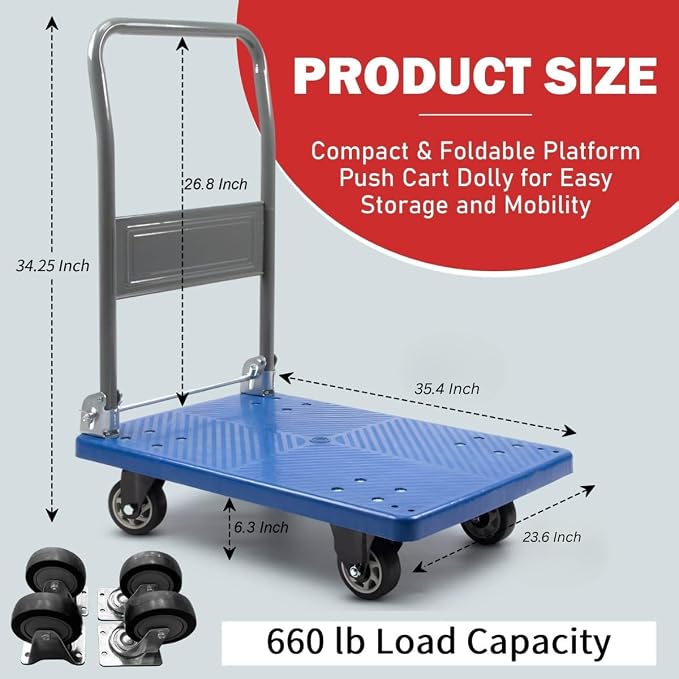 660 lbs Foldable Platform Truck Dolly - Image 3