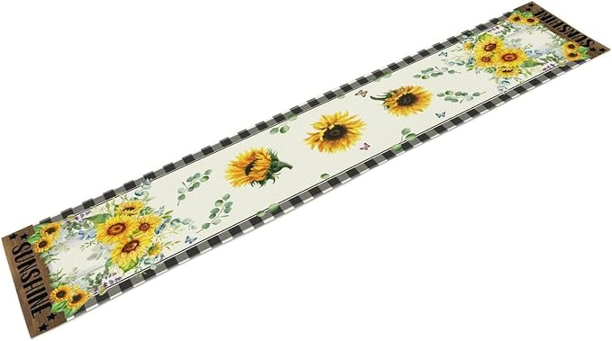 Sunflower Table Runner, Buffalo Floral Seasons Spring Summer Fall Table Runner - Image 7