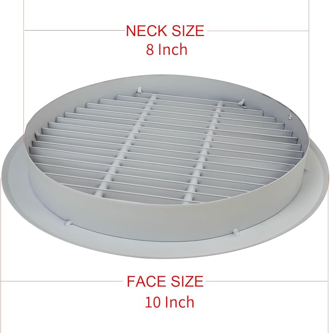 Round Air Vent Register Grille 8 Inch Duct Opening Aluminum Circular HVAC - Image 6