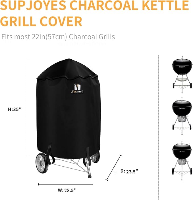 SUPJOYES Grill Cover for Weber Charcoal Kettle, 22 Inch BBQ Grill Covers - Image 2
