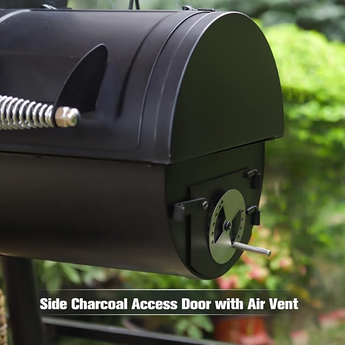 MFSTUDIO Heavy Duty Charcoal Wood Offset Outdoor Smoker Grill, Extra Large - Image 9