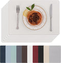 SHACOS Placemats Set of 6 Faux Leather Waterproof Wipeable PU Non-Slip Vinyl by SHACOS