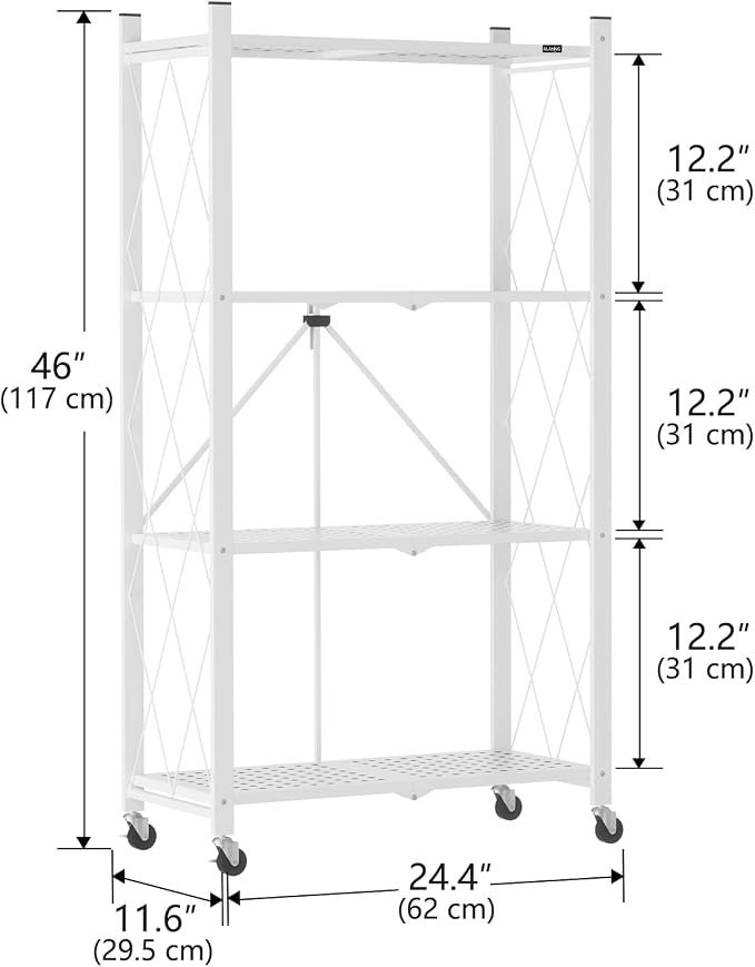 ALANNG Storage Shelves with Wheels, Bookshelf with Storage, No Assembly Metal - Image 3