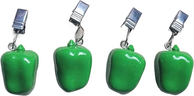 TwoFish Home Set of 4 Green Capsicum Resin Tablecloth Weights Clips Green - Image 2
