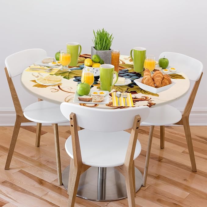Grape Green Leaf Fresh Fruit Round Table Cloth Cover, Elastic Edge Waterproof - Image 7