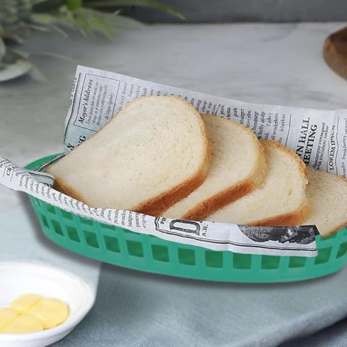 TrueCraftware- 7-7/8" Plastic Oval Fast Food Basket Green Set of 12- Fry Fast - Image 2