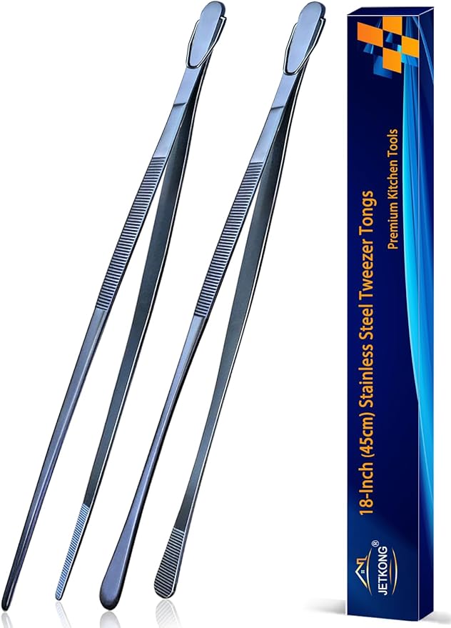 Grill Tongs, 18 Inch Stainless Steel, Set of 2
