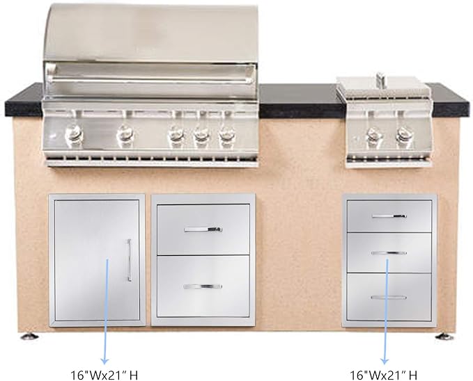 Outdoor Kitchen Drawers Stainless Steel 3-Drawer BBQ Drawer 16" W x 21" H x 23" - Image 2