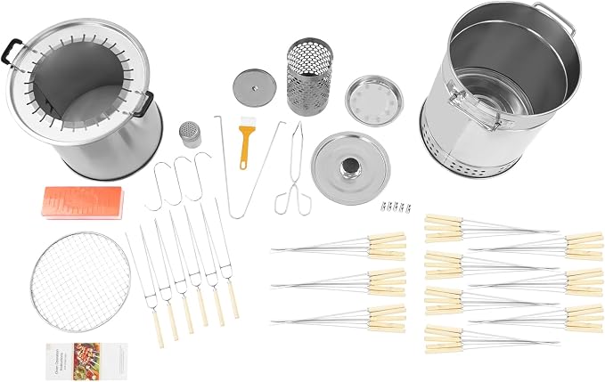 Barbecue Charcoal Barrel Grill, 28 Skewers Portable Stainless Charcoal BBQ - Image 6