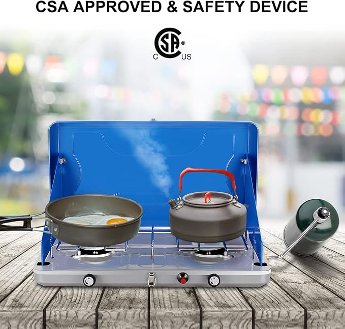 Camplux Propane Camping Stove 20, 000 BTU, Camping Stoves 2 Burners - Image 3