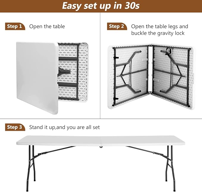 FDW Folding Half Portable Foldable Table - Image 4