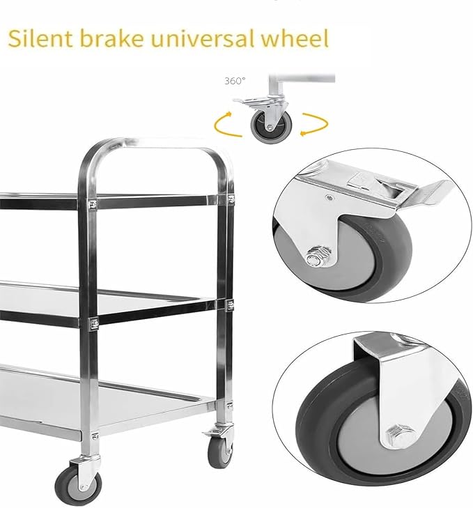 Nisorpa 3 Tier Stainless Steel Utility Cart L30 x W16 x H33 Inch Kitchen - Image 4