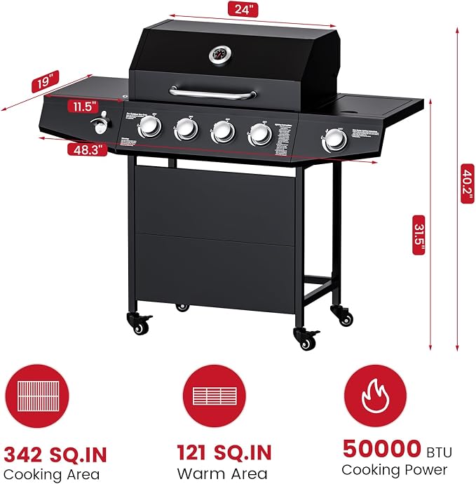 4-Burner Propane Gas Grill - Image 3