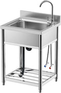 Free Standing Stainless-Steel Single Bowl Commercial Restaurant Kitchen Sink by KINGBO