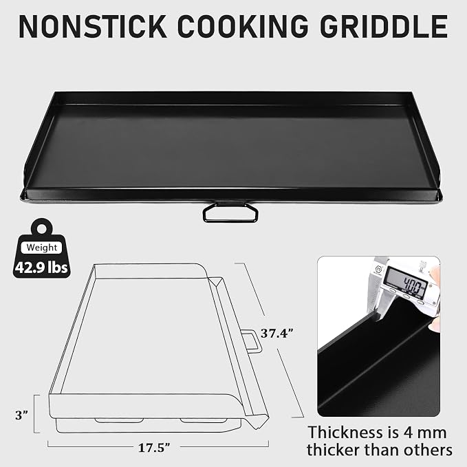 Utheer 37" x 17" Ceramic Nonstick Cast Iron Griddle - Image 2
