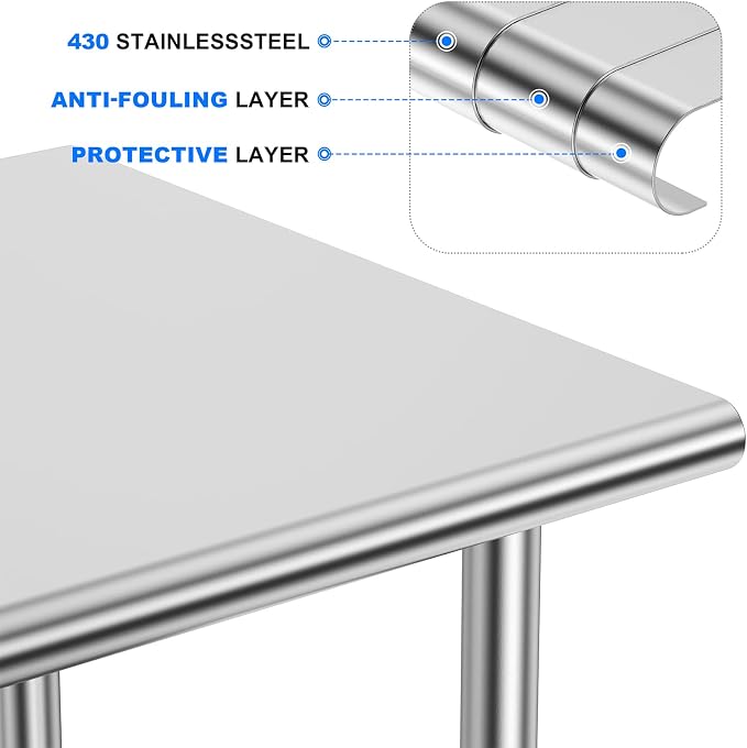Stainless Steel Table for Prep & Work, 30x48 Inches, NSF Metal Commercial Heavy - Image 6