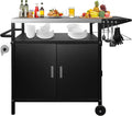 35" H Outdoor Grill Cart- Outdoor BBQ Prep Table, Lockable Wheels & Magnetic by Karpevta