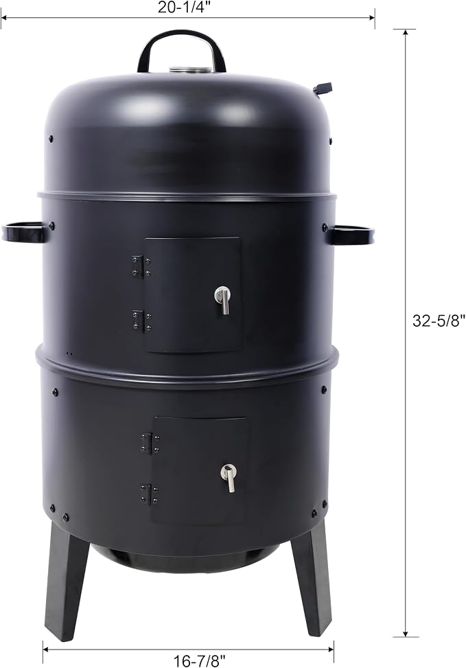 17 Inch Charcoal Smoker Grill, Heavy Duty Vertical BBQ Smoker - Image 3