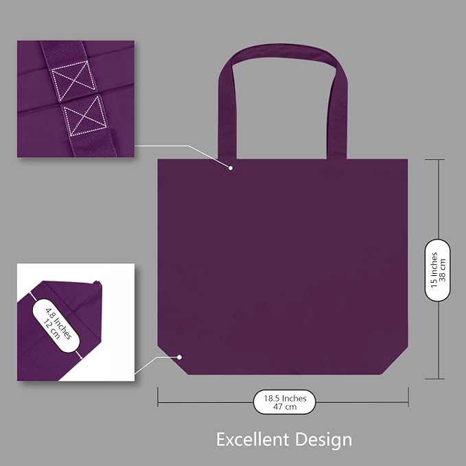 TOPDesign 1-Pack Super Strong Large 12oz Cotton Canvas Tote Bag, Reusable - Image 5