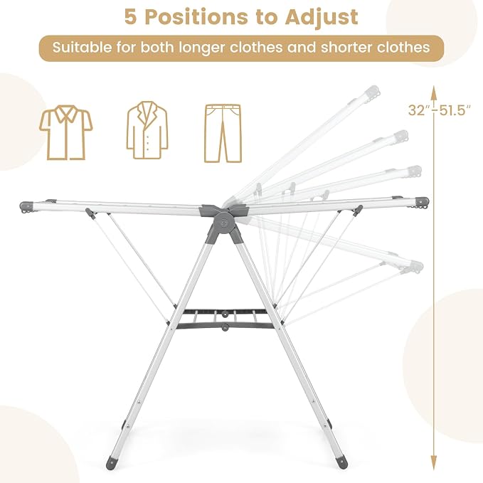 Tangkula Collapsible Clothes Drying Rack, 2-Layer Space-Saving Aluminum Drying - Image 6