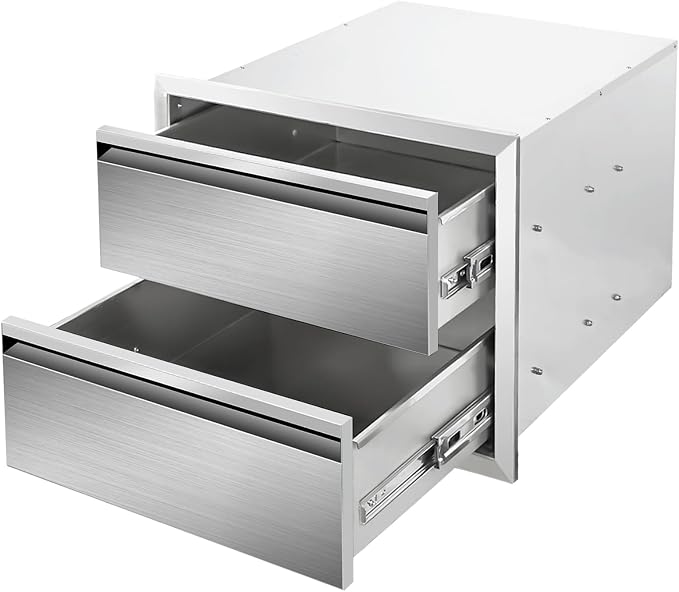 Outdoor Kitchen Drawers 18" W x 15" H x 23" D Stainless Steel Double Drawers by Unknown