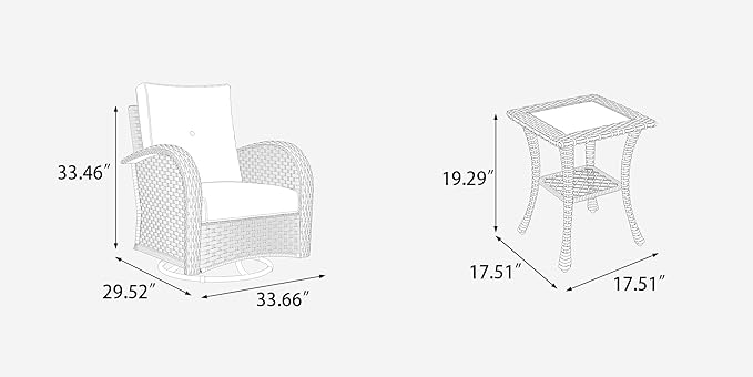 LayinSun 6 Pieces Outdoor Patio Furniture Set, Rattan Wicker Sectional Swivel - Image 9
