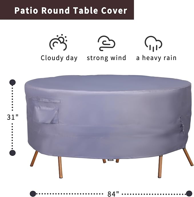 Round Patio Furniture Cover, Heavy Duty and Waterproof - Image 2