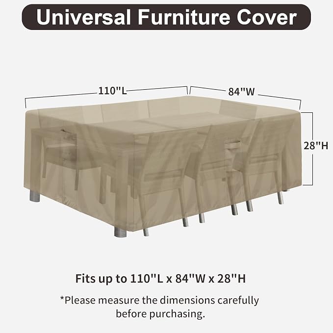 PureFit Patio Furniture Covers, Outdoor Table Furniture Cover Waterproof - Image 2