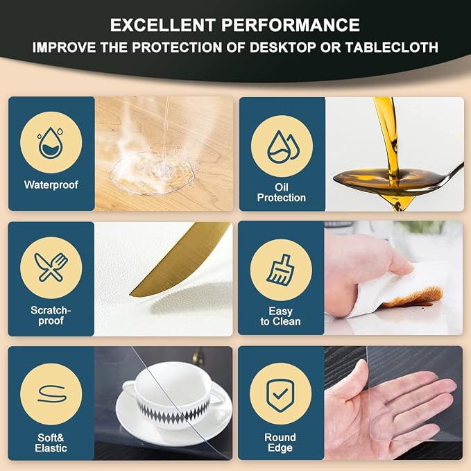 Rectangular Thicken Clear Plastic Tablecloth Waterproof Clear PVC Vinyl Table - Image 4