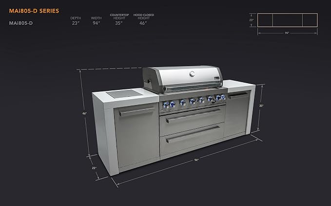Mont Alpi 805 MAi805-D 6-Burner 115000 BTU Stainless Steel Outdoor Kitchen - Image 2