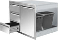 Outdoor Kitchen Drawer Combo, Stainless Steel Triple Drawers & 2 Trash Can by OLIPIC