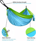 Hammocks: Extra Large Double Camping Hammock in Sky Blue and Lime Green