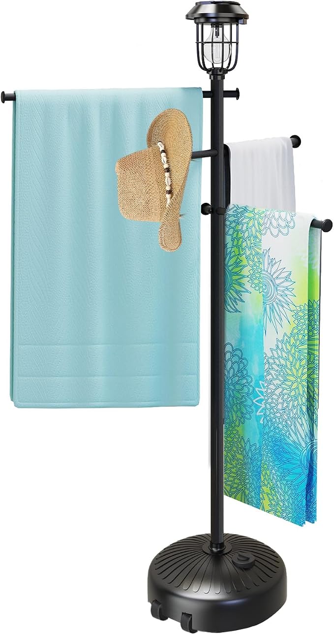 Sturdy & Solar-Powered Pool Towel Rack Outdoor by Unknown