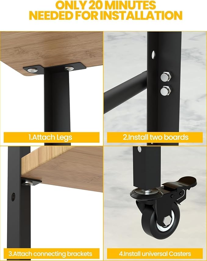 DEXSO 38x20x6.5in Bamboo Pizza Oven Table - Image 3