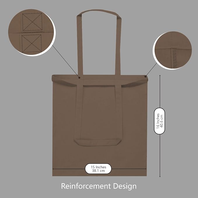 TOPDesign 24-Pack Economical 16"x15" Brown Cotton Tote Bag, Lightweight Medium - Image 5