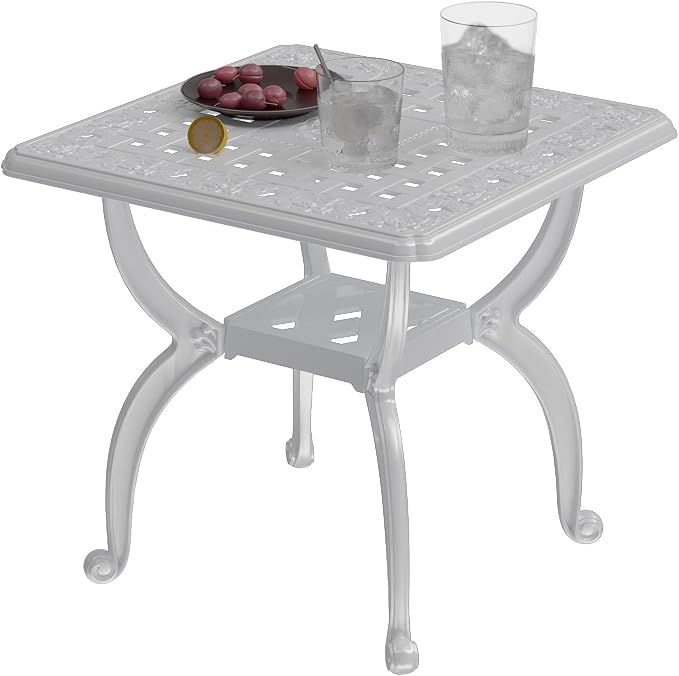 Cast Aluminum Outdoor Side Table, All Weather Square Bistro Table, Outdoor by Embraceartofoutdoorliving