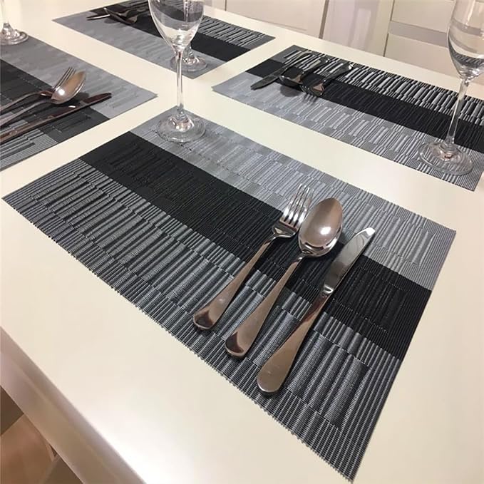 PIGCHCY Placemats, Washable Vinyl Woven Table Mats, Elegant Durable Placemats - Image 5