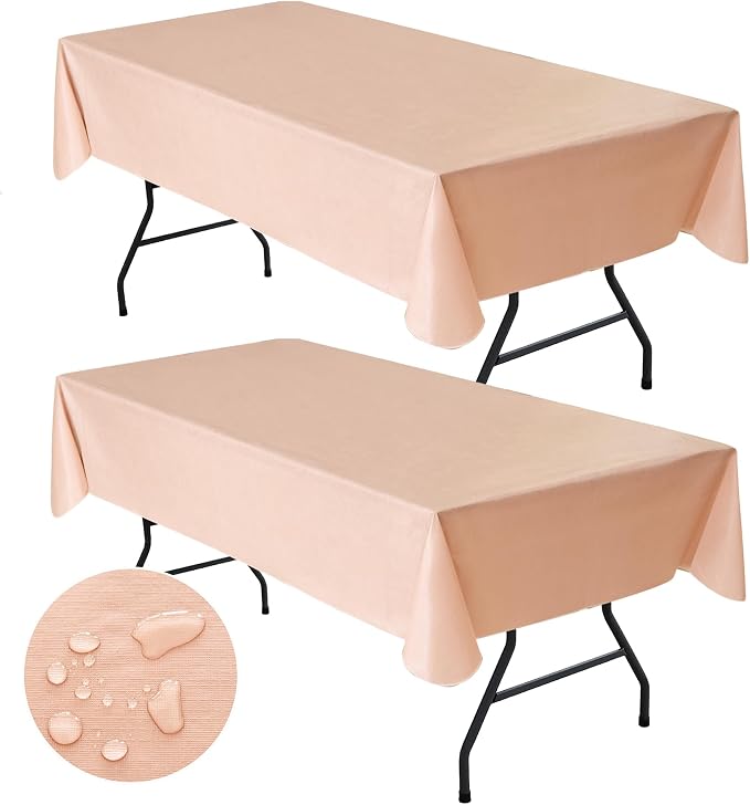 Nasitos 2 Pack Vinyl Tablecloth Rectangle 60x84 Inch-Wedding Champagne Table by Nasitoshomedecor
