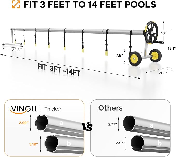 VINGLI Pool Cover Reel Set Pool Solar Cover Reel - Image 4