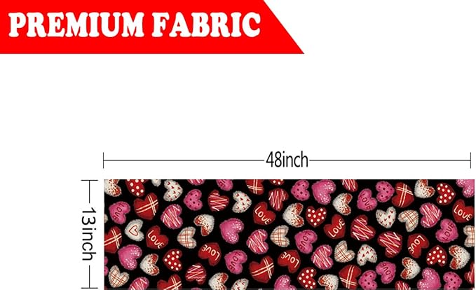 Valentines Day Decorations Table Runner Love Hearts Black Kitchen Dining Table - Image 2