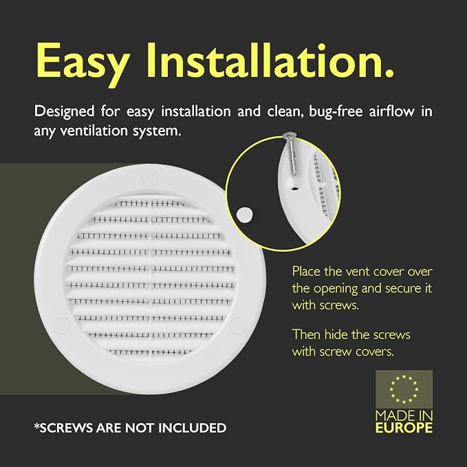 4 Inch White Air Vent Cover – Pack of 5 – Plastic Round Air Vent Grill Cover - Image 3