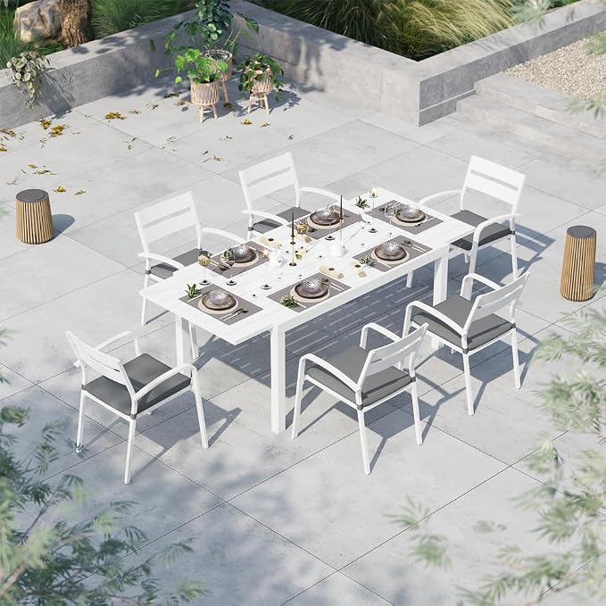Soleil Jardin Aluminum Patio Extendable Dining Table, Adjustable Indoor Outdoor - Image 2