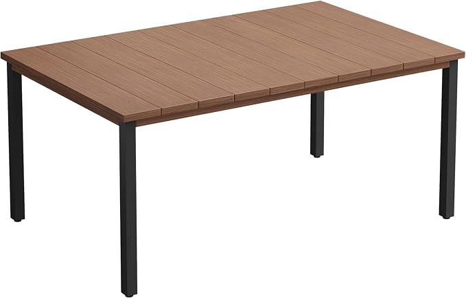 VICLLAX Outdoor Dining Table for 6, 63 Inch Rectangle Patio Dining Table for by HOME
