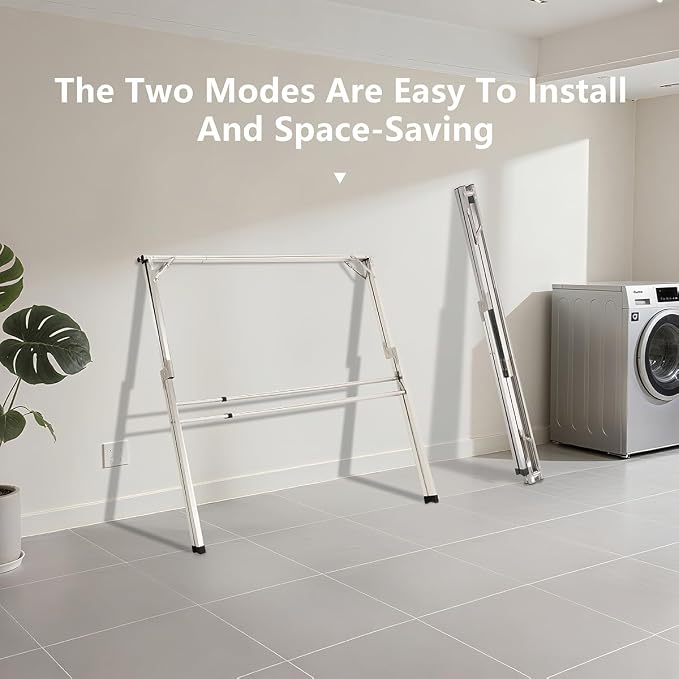 95 inches Foldable Clothes Drying Rack, Heavy Duty Stainless Steel Laundry - Image 6