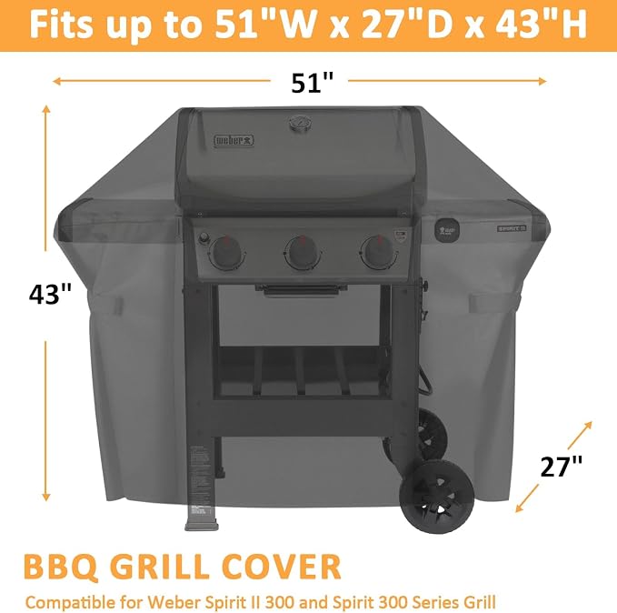 Grill Cover for Weber Spirit II 300 and Spirit 300 Series, Waterproof Cover for - Image 2
