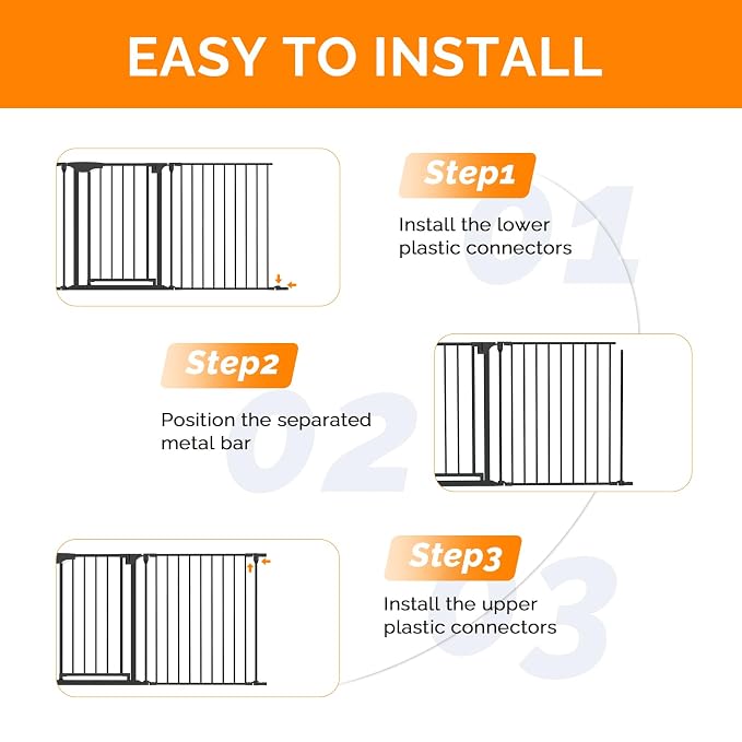 Bonnlo 188'' Wide Baby Gate Playpen 8 Panel Adjustable Play Yard Metal Dog Gate - Image 3